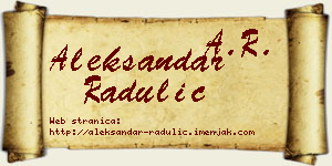 Aleksandar Radulić vizit kartica